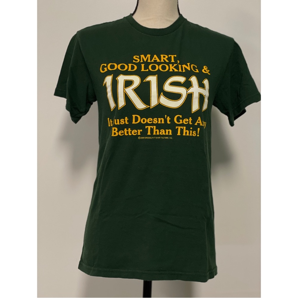 St. Patrick's Day Graphic Tee Smart Good looking & Irish T-Shirt Size S